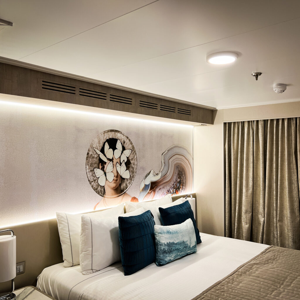 Modern abstract artwork adding depth to a cruise space