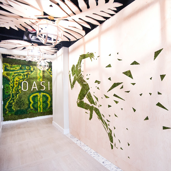 Creative art feature for a gym interior